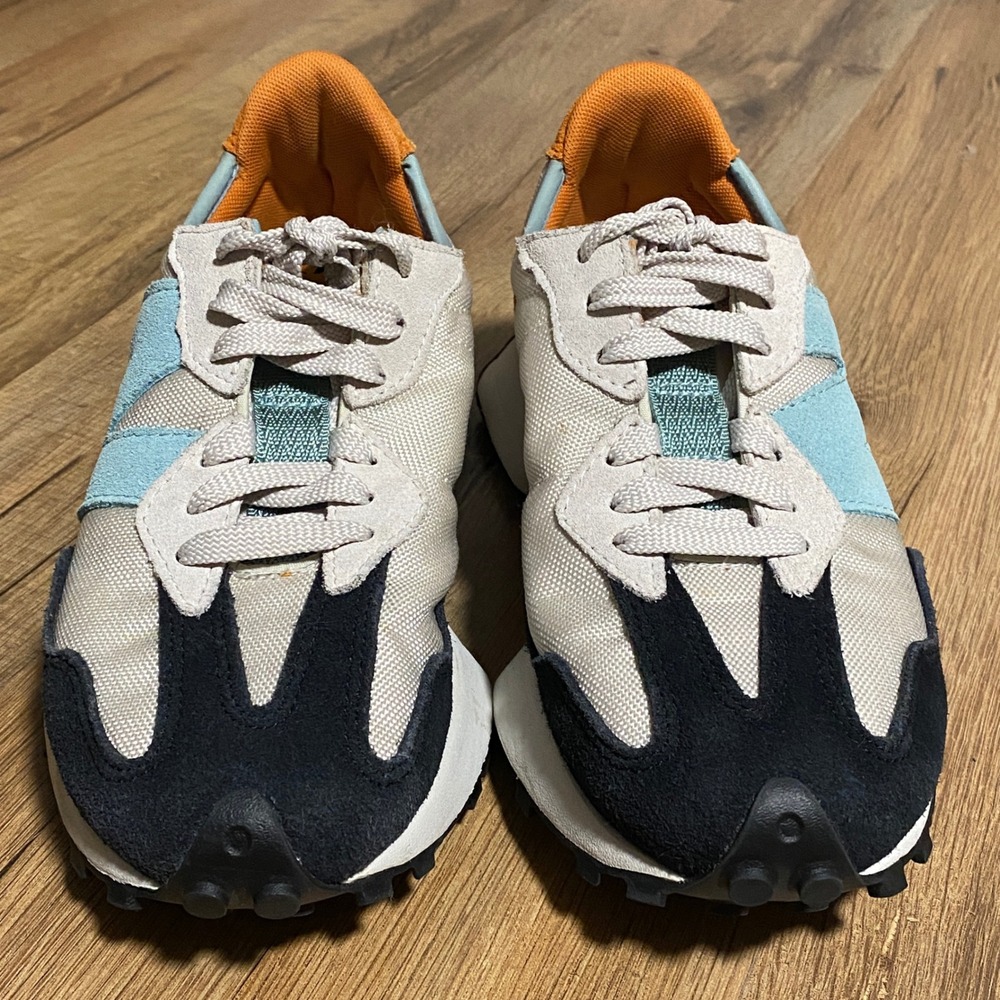 New Balance 327 Incense Blue Orange Cordura Suede Sneakers Mens 5.5 Woman's 7 - Picture 2 of 9